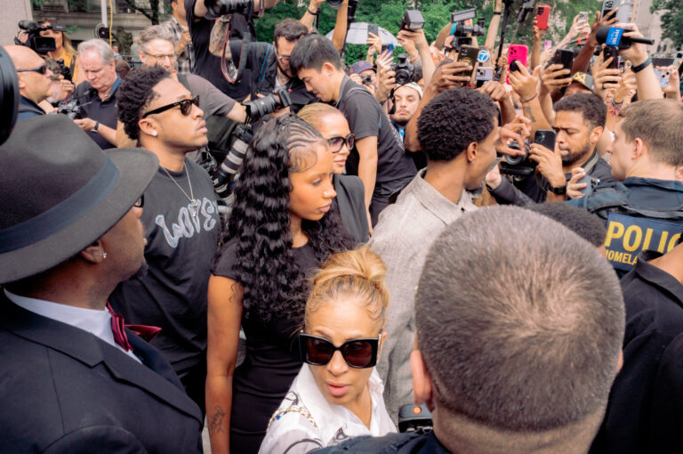 Members of the Combs family leaving the courthouse.