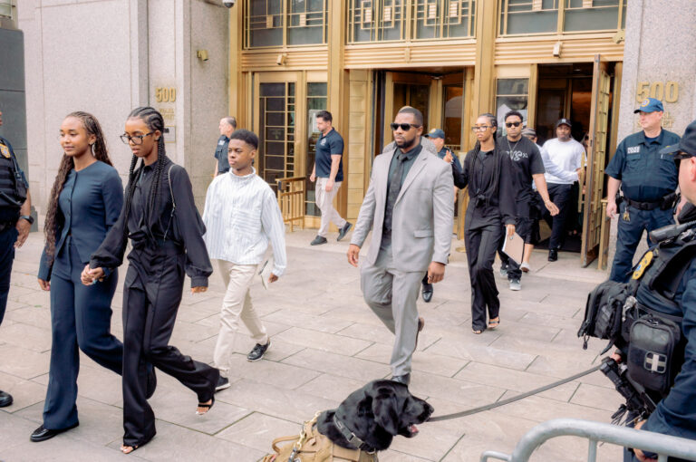 Members of the Combs family leaving the courthouse.